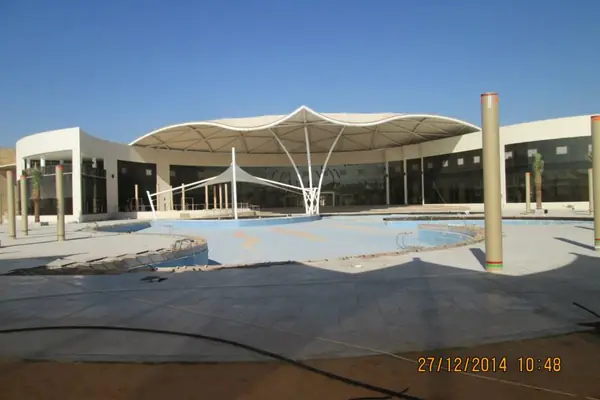 Abu Dhabi Ladies Club, UAE — structural engineering by ESG — Plaza canopies and water feature