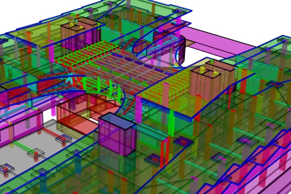 The H Residence Sky Bridge, UAE — structural engineering by ESG — Structural model through the link level