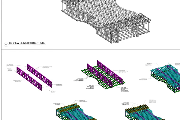 The H Residence Sky Bridge, UAE — structural engineering by ESG — Truss geometry and member sizing
