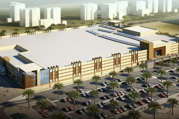 Lulu Hypermarket, UAE — structural engineering by ESG — Aerial view over the development