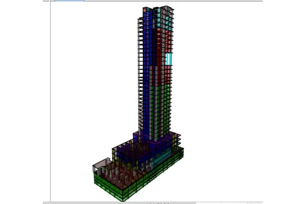 Residential & Commercial Tower, Kuwait — structural engineering by ESG — Tower in the 3D structural model