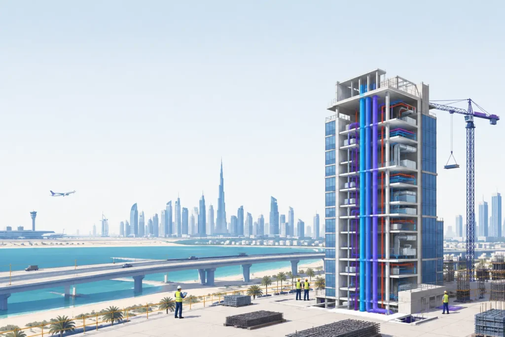 MEP Riser Coordination for Buildable Towers